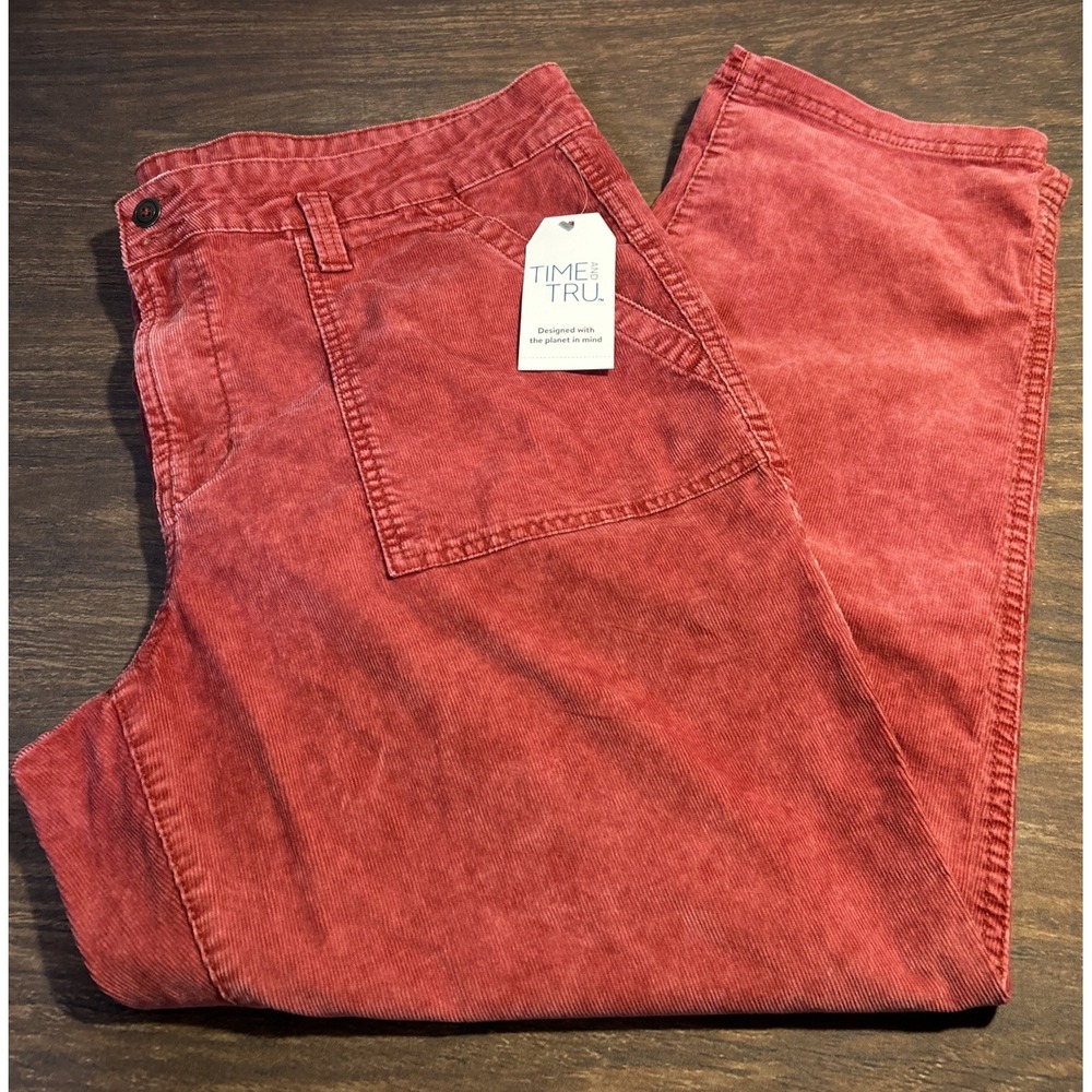 Time And Tru Women's Size 20 Red Corduroy Pants NWT